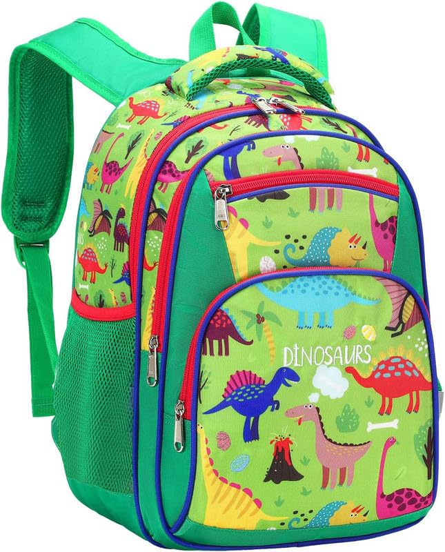 Frantic Waterproof Polyester 26 L 4 Compartment School Backpack With Pencil/Staionery Pouch School Bag Class 1 to 8 Daypack Picnic Bag For School Going Boys & Girls(RR_4Zipper_Green_Dinosaurs_24_A) - Image 3