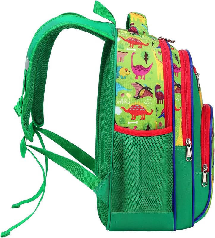 Frantic Waterproof Polyester 26 L 4 Compartment School Backpack With Pencil/Staionery Pouch School Bag Class 1 to 8 Daypack Picnic Bag For School Going Boys & Girls(RR_4Zipper_Green_Dinosaurs_24_A) - Image 4
