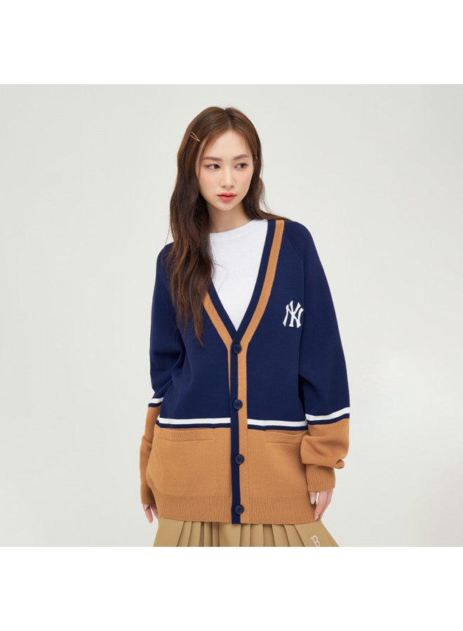 MLB Men'S And Women'S Couple College Style Color Block Striped Knitted Cardigan Coat Spring Autumn Kcv01 - Image 3