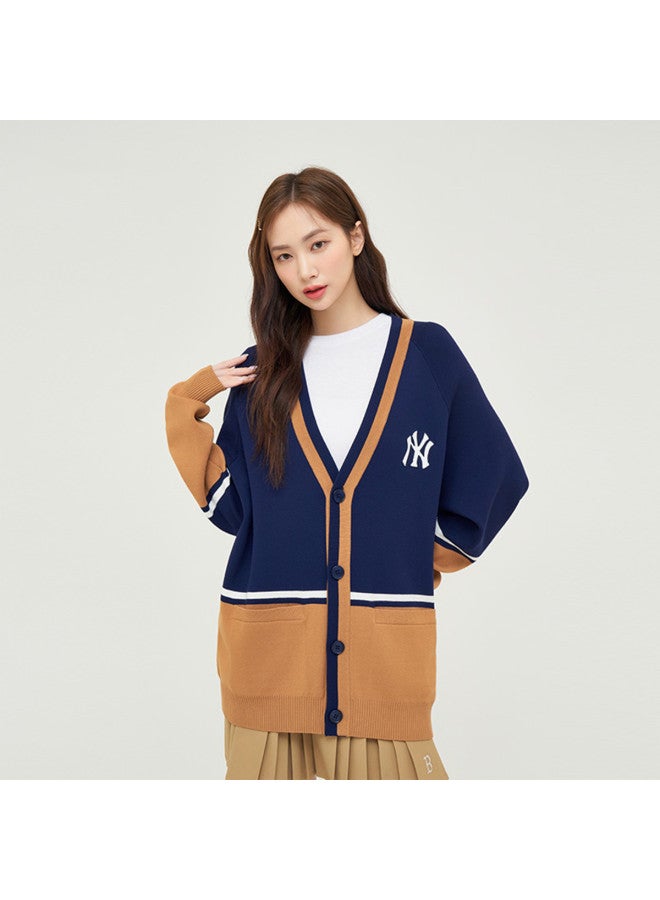 MLB Men'S And Women'S Couple College Style Color Block Striped Knitted Cardigan Coat Spring Autumn Kcv01 - Image 2