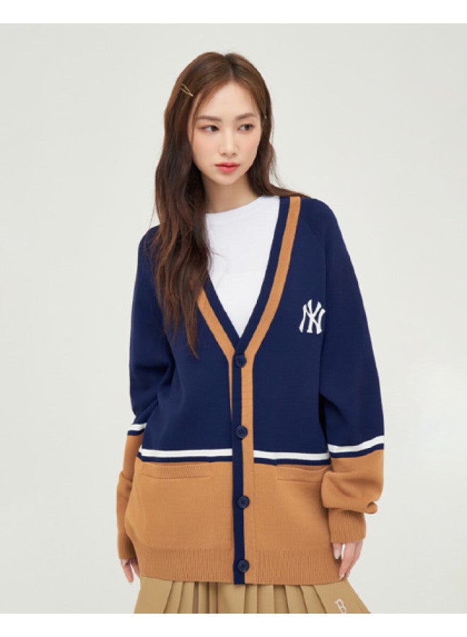MLB Men'S And Women'S Couple College Style Color Block Striped Knitted Cardigan Coat Spring Autumn Kcv01 - Image 1