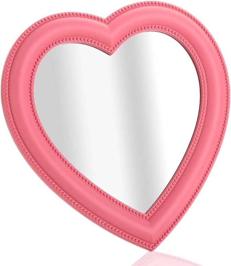 Utavu Makeup Mirror Heart Shape Wall Desktop Mirror Cosmetic Vanity Mirror for Women Ladies Friends Gift
