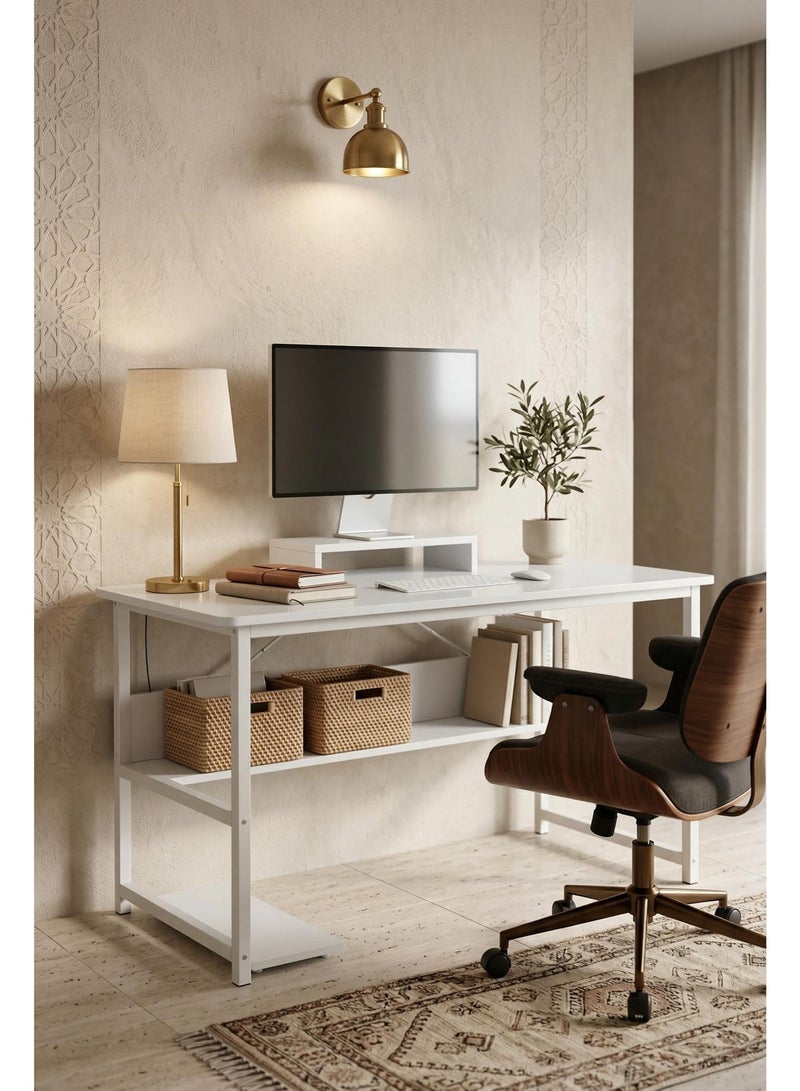 Visionnaire 110*50 cm Office Table Computer Desk with Bookshelf - Simple Style Study  Desk and Gaming Table - Image 2