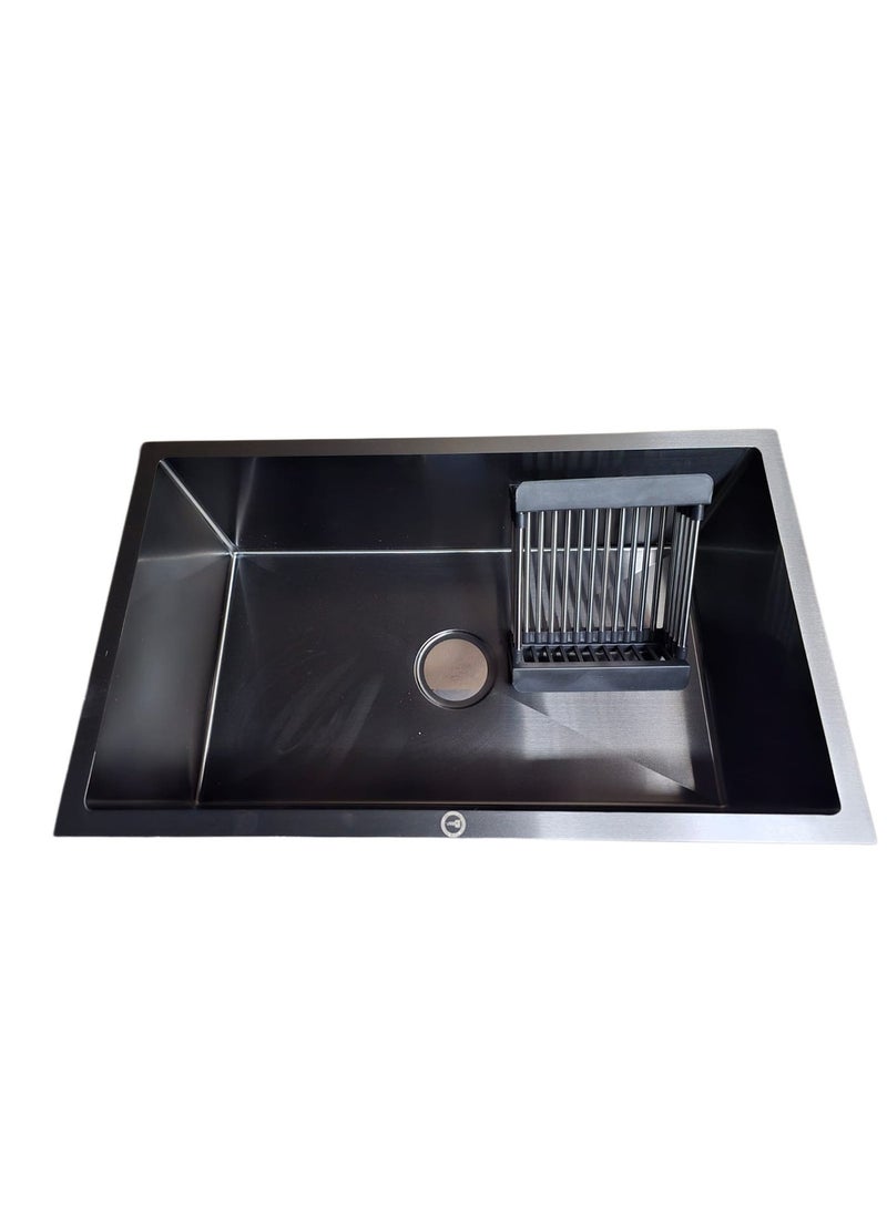 Stainless steel kitchen sink size: 75x45 cm. with drain kit and tray - Image 1
