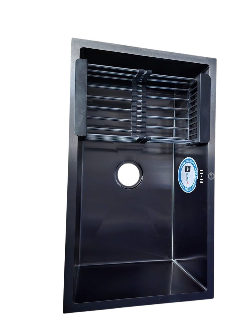 Stainless steel kitchen sink size: 75x45 cm. with drain kit and tray - Image 2