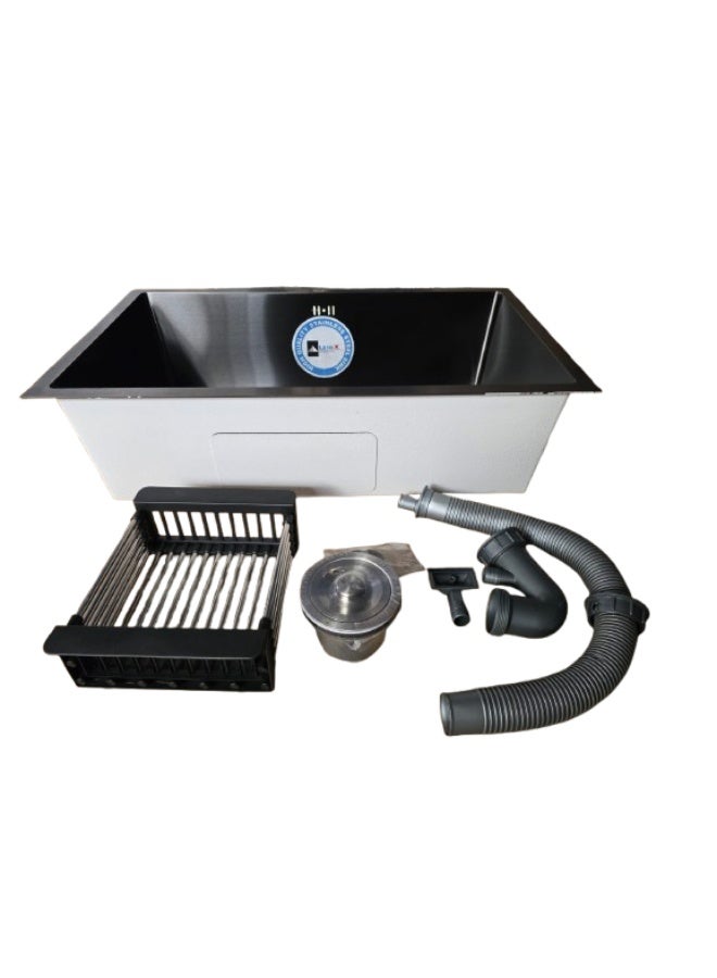 Stainless steel kitchen sink size: 75x45 cm. with drain kit and tray - Image 4