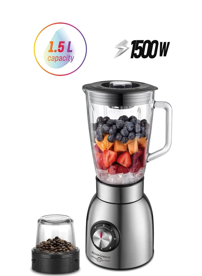 Tornado Keratiner 5-Speed Big Power 1500 Watts Countertop Blender For Shakes and Smoothies, Puree, Crush Ice, Large Capacity Glass Jar-1500 Ml, Auto Clean,Multifunction Juicer,All metal Stainless Steel Ice Sabre Blades  - Image 1