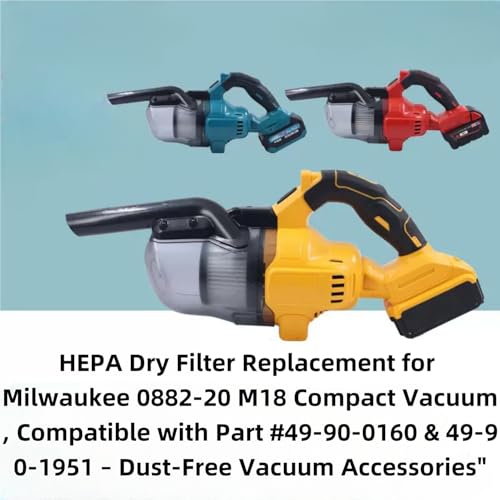 Ccedviery 2-Pack HEPA Dry Filter Replacement for Milwaukee 0882-20 M18 Compact Vacuum, Compatible with Part #49-90-0160 & 49-90-1951 – Dust-Free Vacuum Accessories - Image 2