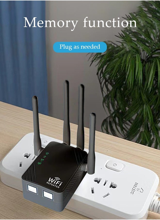 DUNISO - Wifi Extender, Wifi Booster，300Mbps WIFI Amplifier , With Four Antennas, 2.4G, Dual Network Ports, One Click Setup, Plug And Play, Easy Setup - Image 1