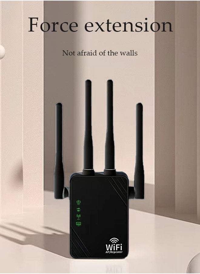 DUNISO - Wifi Extender, Wifi Booster，300Mbps WIFI Amplifier , With Four Antennas, 2.4G, Dual Network Ports, One Click Setup, Plug And Play, Easy Setup - Image 1