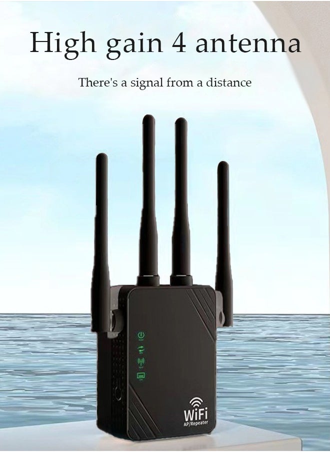 DUNISO - Wifi Extender, Wifi Booster，300Mbps WIFI Amplifier , With Four Antennas, 2.4G, Dual Network Ports, One Click Setup, Plug And Play, Easy Setup - Image 1