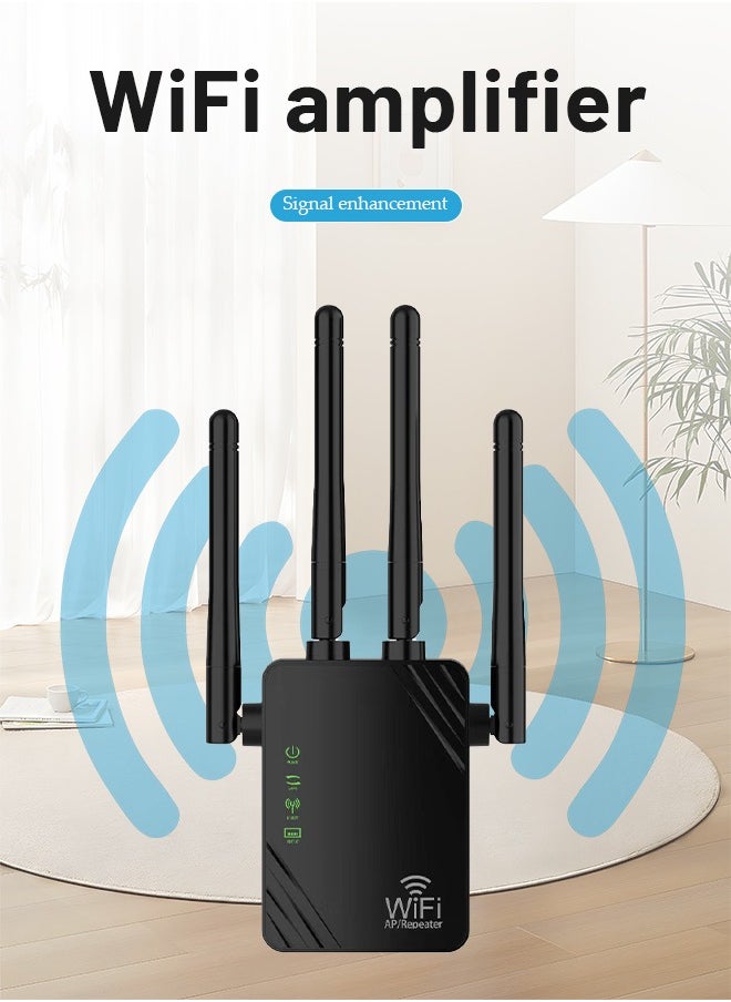 DUNISO Wifi Extender, Wifi Booster，300Mbps WIFI Amplifier , With Four Antennas, 2.4G, Dual Network Ports, One Click Setup, Plug And Play, Easy Setup  - Image 3