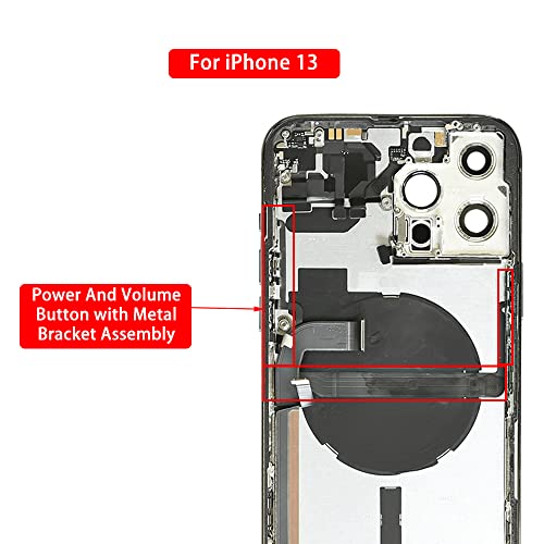 MEEFIX Power Volume Button Flex Cable for iPhone 13 (6.1 inches) - On/Off Keyboard Ribbon with Metal Bracket Holder Replacement Part - Image 3