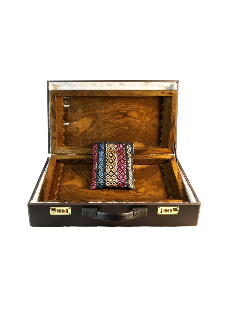 Handcrafted Chess & Backgammon Set, Solid Walnut Wood, Unique Root Pattern, with Carrying Case - Image 3