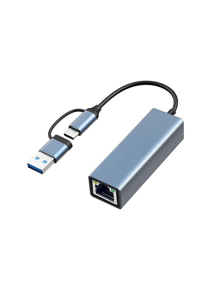 USB 3.0 to Ethernet Adapter with USB-C to RJ45 – Wired Network Support 10/100/1000Mbps – Compatible with Windows, Mac, Linux  - Image 1