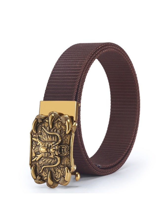 Outdoor Sports Nylon Men's Belt - Casual Jeans Belt with Antique Bronze Automatic Alloy Buckle