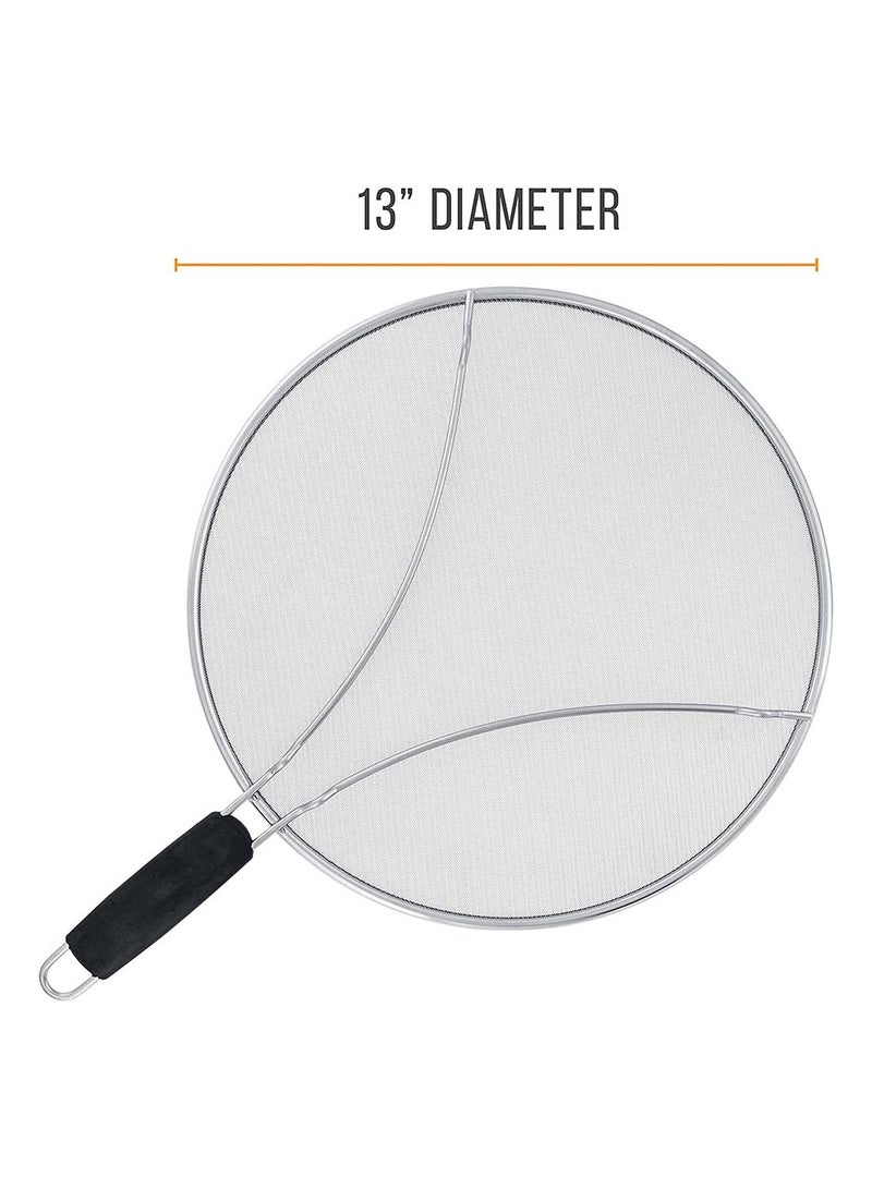 SYOSI Oil Grease Splash Guard Splatter Screen Frying Pan Cover Hot Stainless Steel Protector Home Kitchen Accessory (33 cm) - Image 5