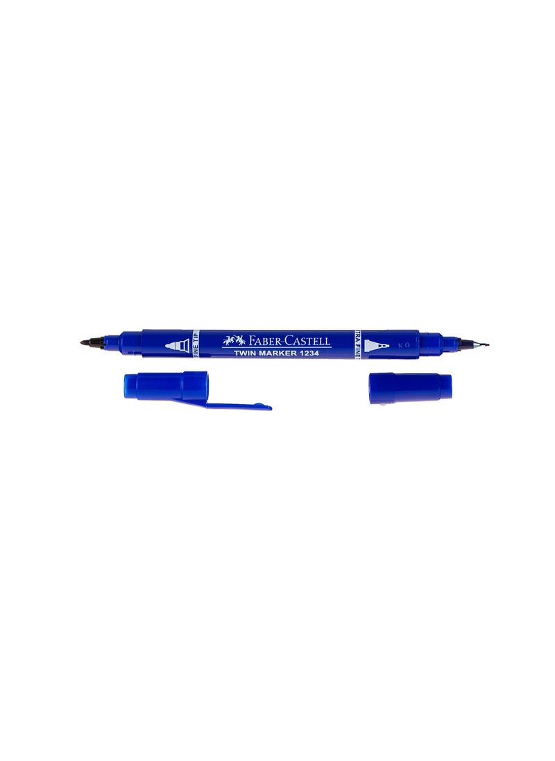 FABER-CASTELL - FABER-CASTELL DOUBLE SIDED PERMANENT MARKER BOX OF 12PC BLUE 252951 - Image 1