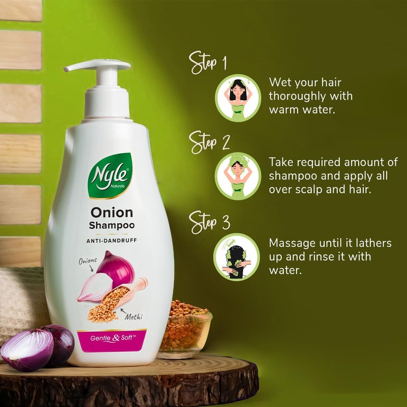 Nyle Naturals Onion and Methi Anti Dandruff 2 In1 Shampoo With Active Conditioner, 400ml - Image 4