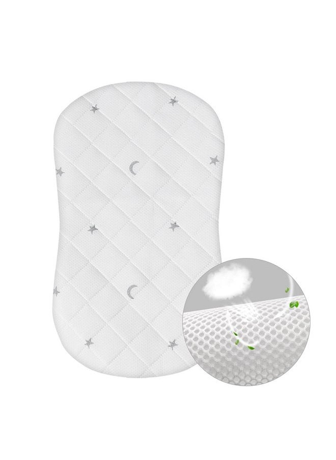 Moonsea Waterproof Bassinet Mattress Pad Cover Compatible with Halo Bassinest Swivel, Glide Sleeper, Waterproof Bassinet Mattress Protector, Breathable Proven to Reduce Suffocation Risk, Grey Star  - Image 1