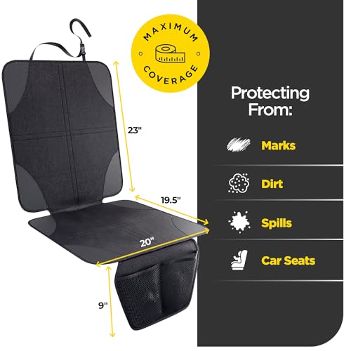 lebogner Car Seat Protector for Baby and Child NonSlip Thick Padded Cover with 2 Mesh Pockets 1 Pack - Image 3