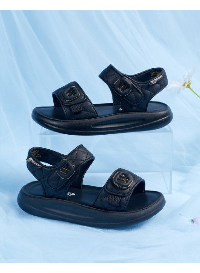 Bumblebee صنادل صيفية مفتوحة الأصابع للفتيات بتصميم مجوف عصرية ومضادة للانزلاق، أحذية شاطئية للأطفال، صنادل أميرة - Image 1