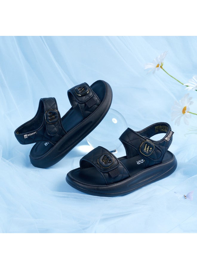 Bumblebee صنادل صيفية مفتوحة الأصابع للفتيات بتصميم مجوف عصرية ومضادة للانزلاق، أحذية شاطئية للأطفال، صنادل أميرة - Image 2