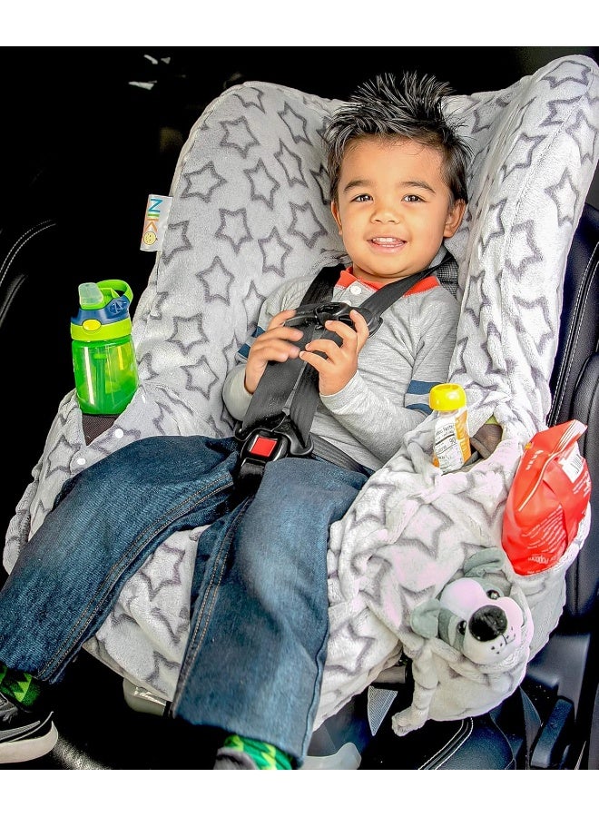 Niko Easy-Wash Children's Car Seat Cover & Liner -Minky -Silver Star - Image 2