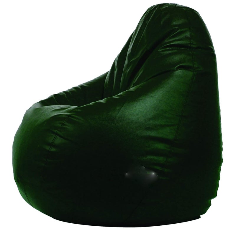 King Comfort 4XL Faux Leather Bean Bag Cover Without Beans Lounge Chair Cover for Home Office Bedroom Hall Tear Drop Shape Green - Image 1