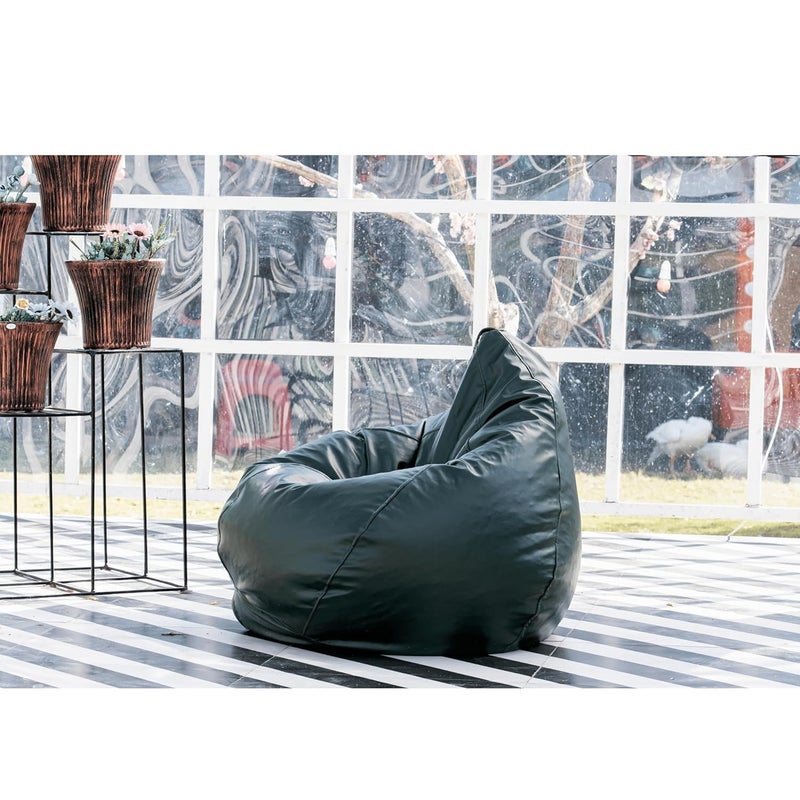 King Comfort 4XL Faux Leather Bean Bag Cover Without Beans Lounge Chair Cover for Home Office Bedroom Hall Tear Drop Shape Green - Image 3