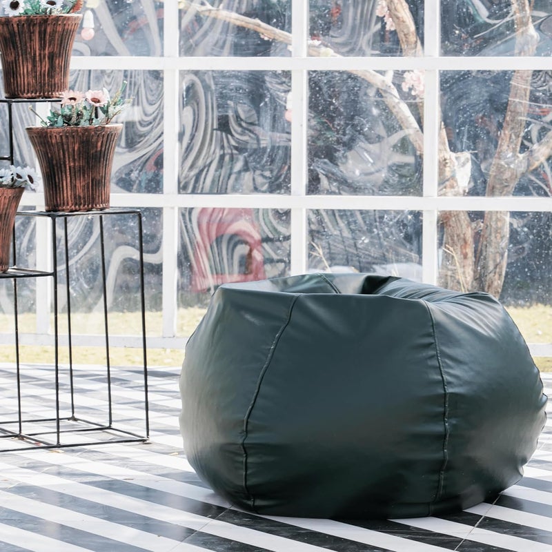 King Comfort 4XL Faux Leather Bean Bag Cover Without Beans Lounge Chair Cover for Home Office Bedroom Hall Tear Drop Shape Green - Image 5