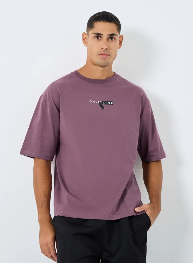Styli Minimal Print Oversized Cotton T-Shirt