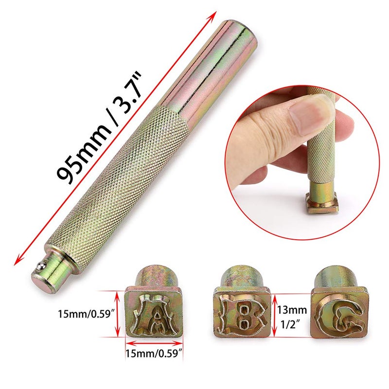 OwnMy Capital Letters Stamp Set, 1/2â€ / 13mm Alphabet Stamp Tools Set Leather Craft Stamping Tools Leather Art Craft Tool (13mm - 27pcs) - Image 2