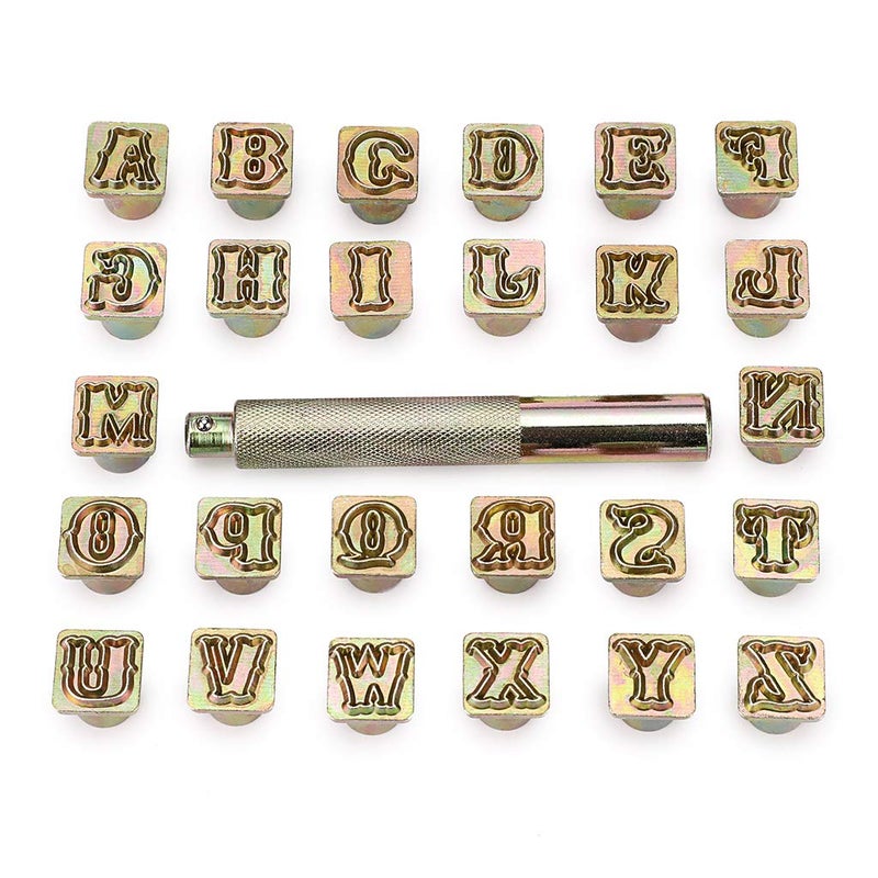 OwnMy Capital Letters Stamp Set, 1/2â€ / 13mm Alphabet Stamp Tools Set Leather Craft Stamping Tools Leather Art Craft Tool (13mm - 27pcs) - Image 1