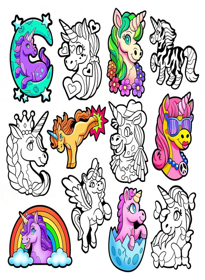 Stuff2Color Color Your Own Velvet Unicorns - 12 Pack - Beautiful Arts and Crafts Coloring Fun for All Ages - Decorate Your Room, Color with Friends, Party Favors and Activities (All Unique Designs) - Image 1