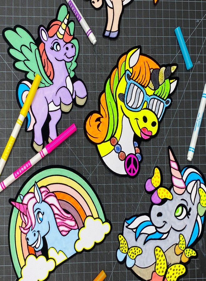 Stuff2Color Color Your Own Velvet Unicorns - 12 Pack - Beautiful Arts and Crafts Coloring Fun for All Ages - Decorate Your Room, Color with Friends, Party Favors and Activities (All Unique Designs) - Image 3