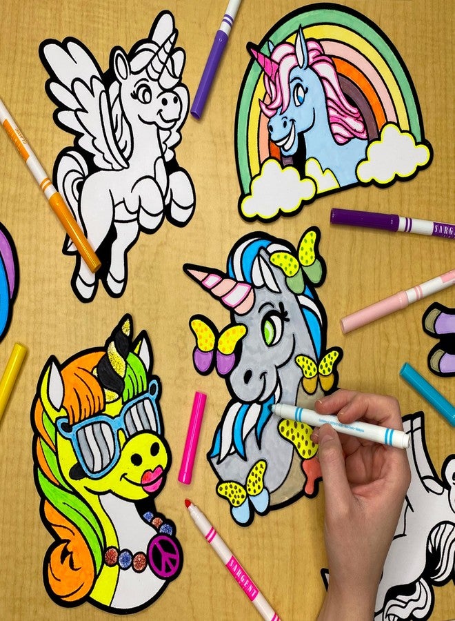 Stuff2Color Color Your Own Velvet Unicorns - 12 Pack - Beautiful Arts and Crafts Coloring Fun for All Ages - Decorate Your Room, Color with Friends, Party Favors and Activities (All Unique Designs) - Image 5
