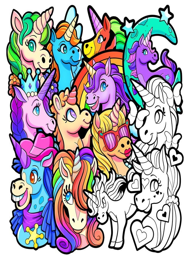 Stuff2Color Color Your Own Velvet Unicorns - 12 Pack - Beautiful Arts and Crafts Coloring Fun for All Ages - Decorate Your Room, Color with Friends, Party Favors and Activities (All Unique Designs) - Image 4