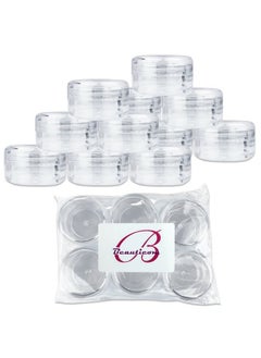 Pana 10Pcs Small Travel Containers, Clear Sample Containers With Screw Lids, 5 Size 3/5/10/15/20 Gram Sample Jars With 12Pcs Labels And 2Pcs Mini Disposable Spatula, Makeup Sample Containers Bpa Free  - Image 1