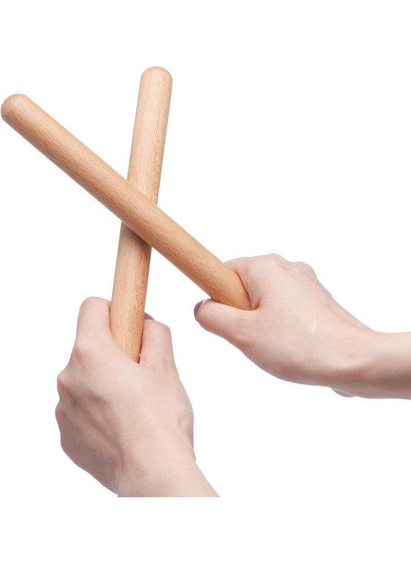 Mihey 8 Pairs 16 Packs Classical Wood Claves Musical Percussion Instrument 8 Inch Natural Hardwood Rhythm Sticks with 2 Carry Bags for Adults and Kids  - Image 2