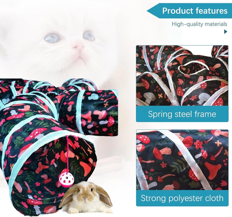 EGETOTA Cat Tunnel for Indoor Cats Large, with Play Ball S-Shape 5 Way Collapsible Interactive Peek Hole Pet Tube Toys, Puppy, Kitty, Kitten, Rabbit (S4 - Mushroom) - Image 5