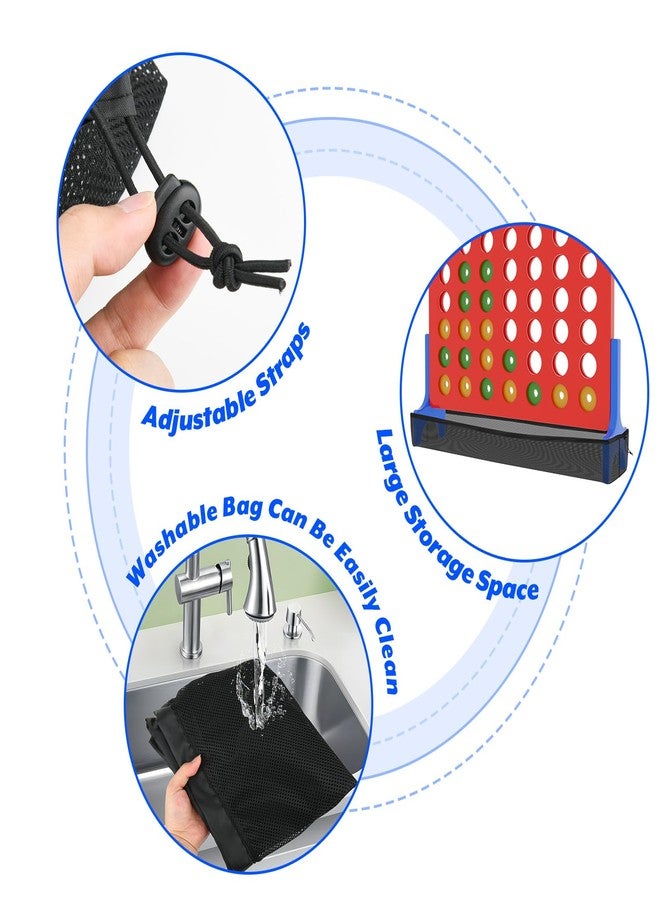 Homakover Mesh Net Only for 4 in a Row Connect Game, Mesh Bag Pocket with Adjustable Straps to Catch Falling Rings, 4-to-Score Game Jumbo Rings Holder, No Need to Pick Scattered Coins, Board Game Accessories - Image 4