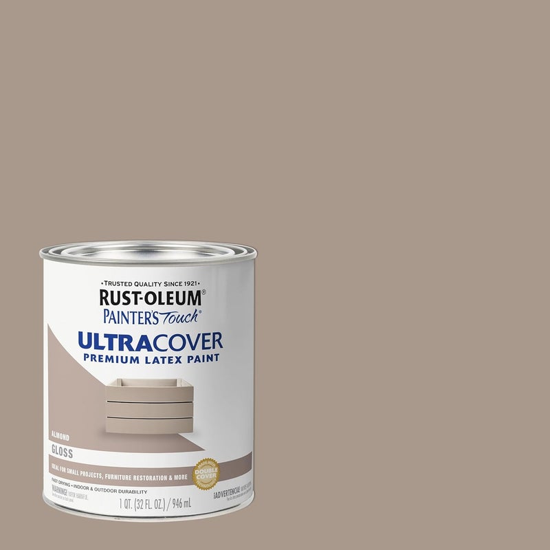 Rust-Oleum Painter's Touch Ultra Cover Premium Latex Paint, Almond, 1 Quart, Gloss Finish - Image 3