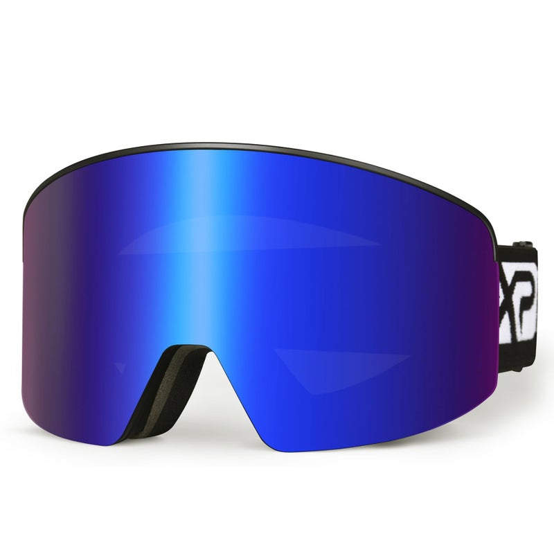 EXP VISION Ski/Snowboard Goggles, Magnetic Lens Snow Goggles with Anti-Fog & UV400 Protection for Men & Women (Black Frame-Blue) - Image 1