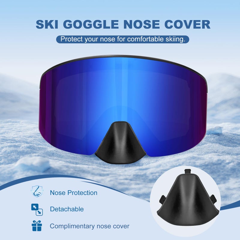 EXP VISION Ski/Snowboard Goggles, Magnetic Lens Snow Goggles with Anti-Fog & UV400 Protection for Men & Women (Black Frame-Blue) - Image 5