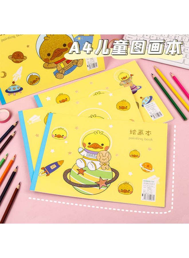 Fiber Cartoon Picture Book A4 Cute Crystal Pattern Children's Art Blank Picture Book With Stickers Student Creative Stationery - Image 3