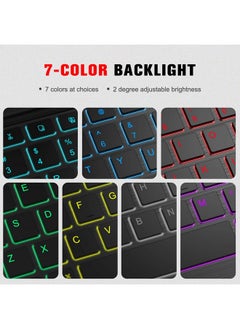 Fintie Fintie Keyboard Case for Samsung Galaxy Tab S8 Plus 2022/S7 FE 2021/S7 Plus 2020 12.4 Inch, [7 Color Backlight] Slim Stand Cover w/Detachable Wireless Bluetooth Keyboard, Black  - Image 3