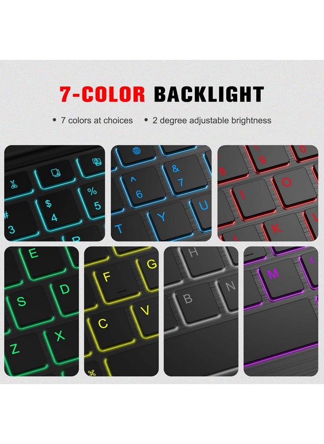 Fintie - Fintie Keyboard Case for Samsung Galaxy Tab S8 Plus 2022/S7 FE 2021/S7 Plus 2020 12.4 Inch, [7 Color Backlight] Slim Stand Cover w/Detachable Wireless Bluetooth Keyboard, Black - Image 1