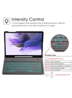 Fintie Fintie Keyboard Case for Samsung Galaxy Tab S8 Plus 2022/S7 FE 2021/S7 Plus 2020 12.4 Inch, [7 Color Backlight] Slim Stand Cover w/Detachable Wireless Bluetooth Keyboard, Black  - Image 4