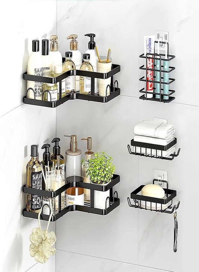 Shower Caddy Adhesive Replacement, 10pcs Adhesive Shower Caddy Shelf Adhesive, Strong Adhesive Hooks, No Drilling Shower Shelves for Corner Shelf Basket, Bathroom Storage Shelves, Kitchen Racks and Soap Holder - Image 2